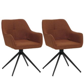 Hhg Hhg - Lote De 2 Sillas De Comedor 983, Apoyabrazos De Silla De Cocina, Giratoria Con Retorno Autom&aacute;tico, Tela/textil (270g/m&sup2;), Terracota
