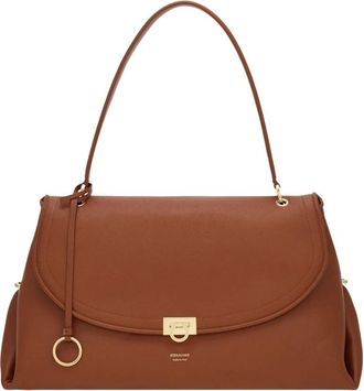 Ferragamo Leren Tas Met Logo - Dames - Schoudertassen - Bruin - ONE Size - Leer - Tassen