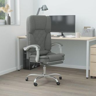 vidaXL Silla De Oficina Reclinable Con Masaje De Tela Gris Oscuro Vidaxl