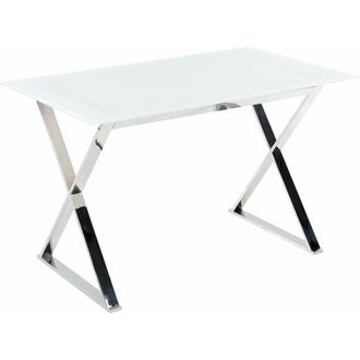 Beliani Tavolo da pranzo in vetro temperato bianco e argento 120 x 70 cm gambe in metallo Attica