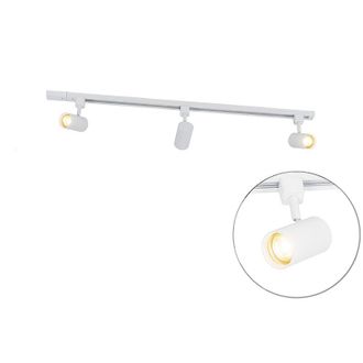 QAZQA Qazqa Moderno Sistema De Iluminaci&oacute;n De Riel Inteligente Blanco Monof&aacute;sico De 3 Luces Con Wifi Gu10 - Iconic Jeana Aluminio /acero /pl&aacute;stico Alargada 