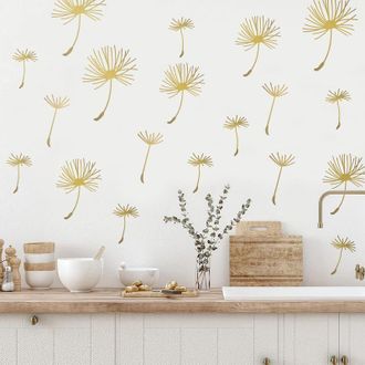 OEM Juego De 66 Pegatinas De Pared Autoadhesivas Con Dise&ntilde;o De Diente De Le&oacute;n Y Flores Met&aacute;licas, Decoraci&oacute;n Floral Para Dormitorio, Ba&ntilde;o, Sala De Estar, 