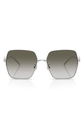 Tory Burch 58mm Gradient Square Sunglasses in Silver /Grey Green Gradient at Nordstrom