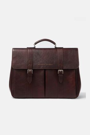 Brunello Cucinelli LEATHER BRIEFCASE Size: OS, colour: BURGUNDY