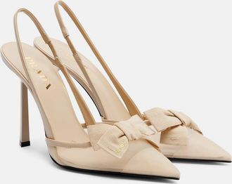 Prada Bow-detail mesh slingback pumps