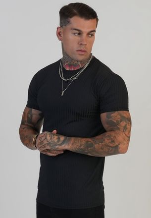 Siksilk Camiseta para Hombres Negra con Ajuste Muscular XXL