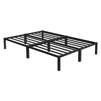 ML Design Cama de estructura metalica 140 x 200 cm negro dormitorio matrimonial