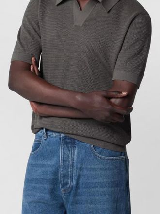 Ermenegildo Zegna polo collar short sleeve textured shirt