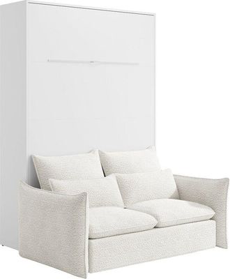 Vente-Unique Letto estraibile 140 x 200 cm Apertura verticale manuale Con LED Bianco + Divano - RAPILI
