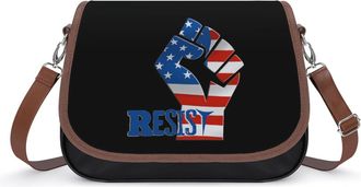 Generic U.S.A Flag Fist Crossbody Bags for Women Fashion Leather Shoulder Handbags With Adjustable Strap