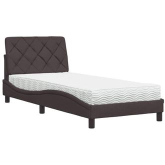 vidaXL Cama Con Colch&oacute;n Tela Marr&oacute;n Oscuro 90x190 Cm Vidaxl