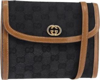 Gucci Pre-owned Cross Body Bags, female, Black, Size: ONE SIZE Pre-owned Canvas Cross Body Bag