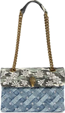 Kurt Geiger Kensington Crystal Denim Convertible Shoulder Bag in Denim Multi at Nordstrom