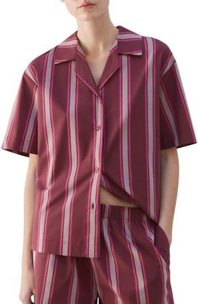 Mango Stripe Short Sleeve Cotton Pajama Top in Fuchsia at Nordstrom, Size Medium
