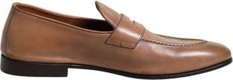 Brunello Cucinelli Brown Leather Slip-On Mens Loafers
