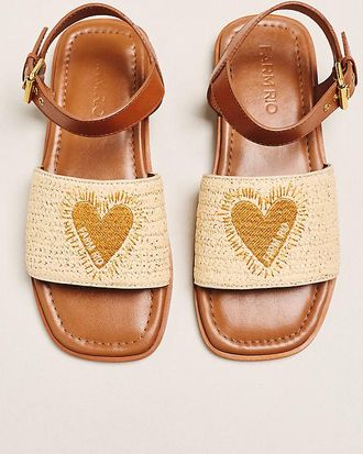 Farm Rio Raffia Heart Sandals