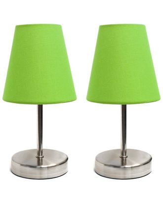 Lalia Home Sand Nickel Mini Basic Table Lamp With Fabric Shade 2Pk Set