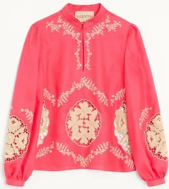 Valentino Embroidered Couture Linen Top Wo