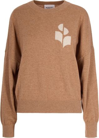 Isabel Marant Camel Knit Sweater with Abstract Logo Design