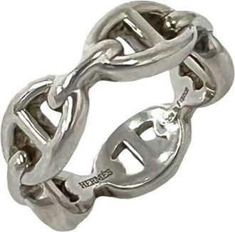 Herm&egrave;s Silver Silver 925 Band Ring (Pre-Owned)