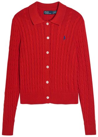 Polo Ralph Lauren Logo-embroidered Cable-knit Cotton Cardigan - Orange - XL (UK16 / XL)