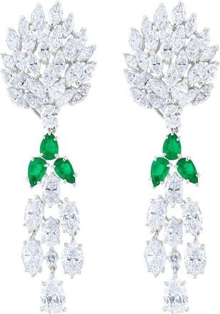 Diana M. Jewels Fine Jewelry 18K 19.50 Ct. Tw. Diamond & Emerlads Drop Earrings