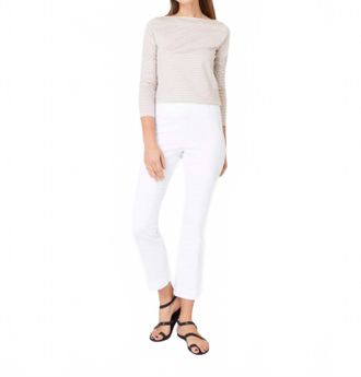 Ann Mashburn Faye Flare Cropped Pants In White Stretch Denim