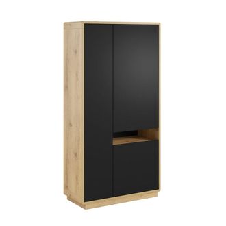 Petits Meubles Armario 3 puertas paneles hdf negro mate y madera