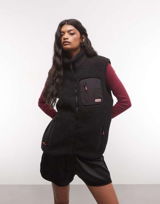 Hunter Elements gilet in pile borg nero