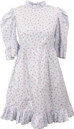 Batsheva Floral Stripe Spring Praire Dress - Blue