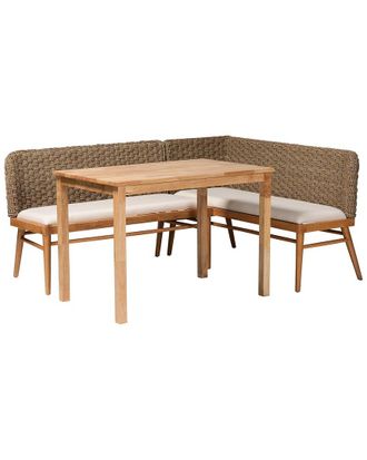 Baxton Studio Dnu Not Profitable Baxton Studio Denver Modern Wood 3Pc Dining Nook Set