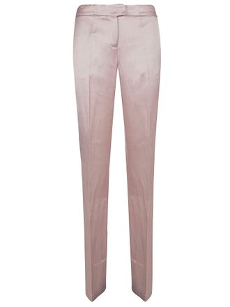 Andamane Structured Satin Trousers with Tailored Fit and Pressed Creases