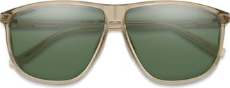 Smith Mono Lake 63m Oversize ChromaPop Polarized Round Sunglasses in Summit Crystal /Gray Green at Nordstrom