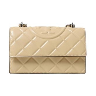 Tory Burch Shoulder Bags, female, White, ONE SIZE, Quilted Leather Shoulder Bag with Chain Strap and Flap Closure