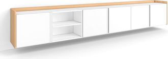 Skraut Home Mueble tv efecto madera blanco y roble 309x35x50cm colgado