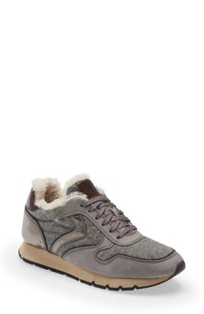 Voile Blanche Julia Genuine Shearling Jogger Sneaker in Grigio-Nero at Nordstrom, Size 10Us
