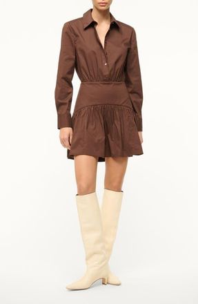 Staud Rocco Long Sleeve Minidress in Earth at Nordstrom, Size 14
