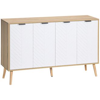 HOMCOM Aparador de cocina 120x35x77.4 cm blanco y natural