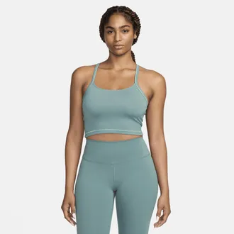 Nike Womens One Fitted Dri-FIT Cropped Tank Top in Green | FN3074-361