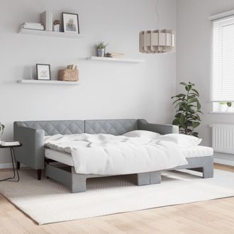vidaXL Sof&aacute; Cama Nido Con Colch&oacute;n Tela Gris Claro 90x190 Cm Vidaxl