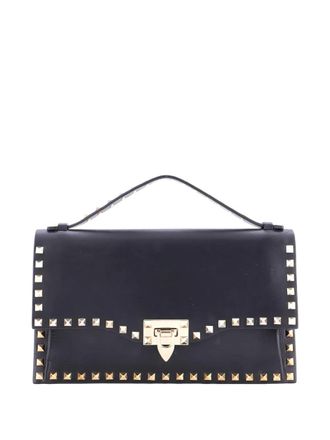 Valentino Garavani Rockstud Flip Lock Top Handle Bag Leather Small satchel - Zwart
