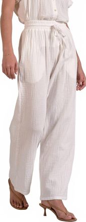 Elan Gauze Drawstring Pant In White