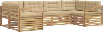 vidaXL Conjunto De Sof&aacute;s De Exterior 6 Uds. Y Beige Poli&eacute;ster Vidaxl