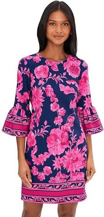 Adrianna Papell Bell Sleeve Short Dress Womens Dress Navy : 12, Elastane/Polyester