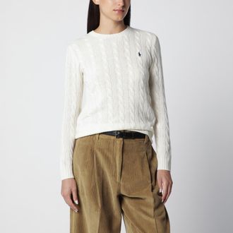 Polo Ralph Lauren Maglione a trecce in lana e cashmere color crema