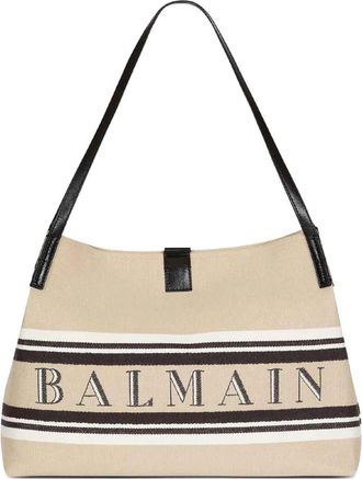 Balmain Release Canvad And Leather Medium Tote