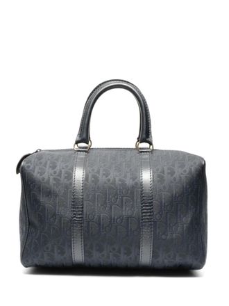 Dior 1990s Boston trotter-pattern tote bag - women - Nylon - One Size - Blue