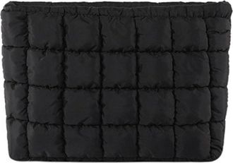 Generic Solid Color Quilted Design Clutch, New Cute Checkered Puffy Makeup Bag,Checkered Puffy Bag with Zipper for Women (Black)