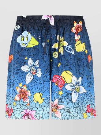 Casablanca icon collage silk shorts floral graphic