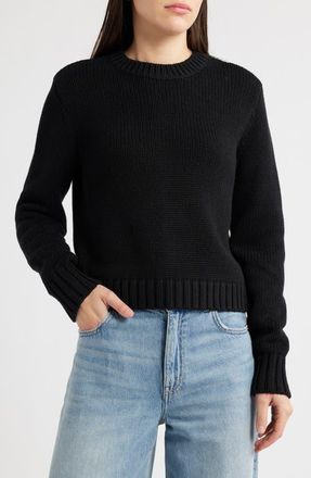 Madewell Solid Relaxed Cotton Sweater in Jet Black at Nordstrom, Size Xx-Small